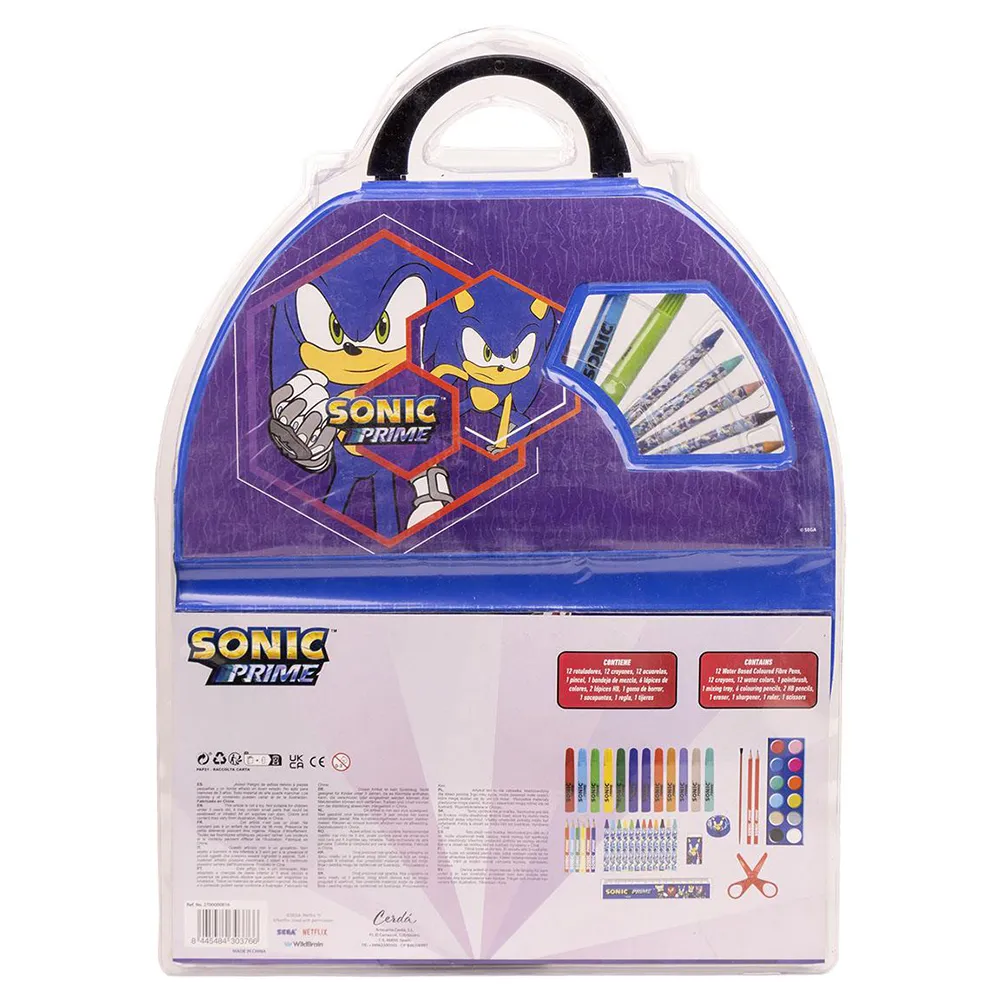 Mala Sonic Prime com Material de Colorir - SoTiny